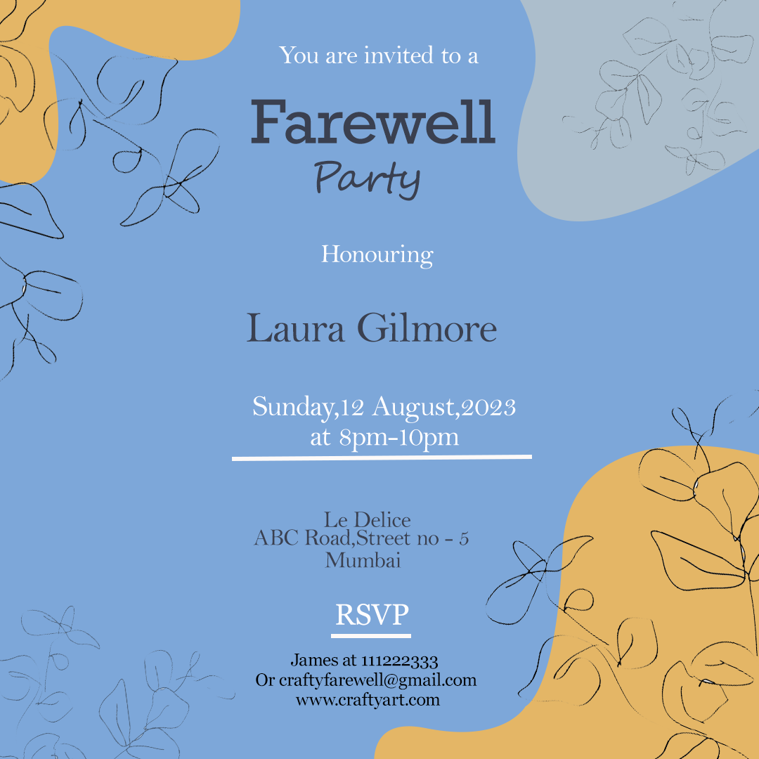 invitation card of farewell party