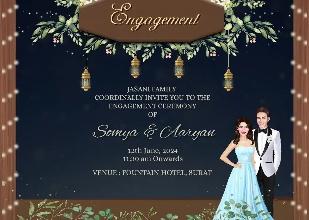 Engagement E-invite ❤️ | Engagement invitation card design, Wedding card  frames, Indian wedding invitation card design