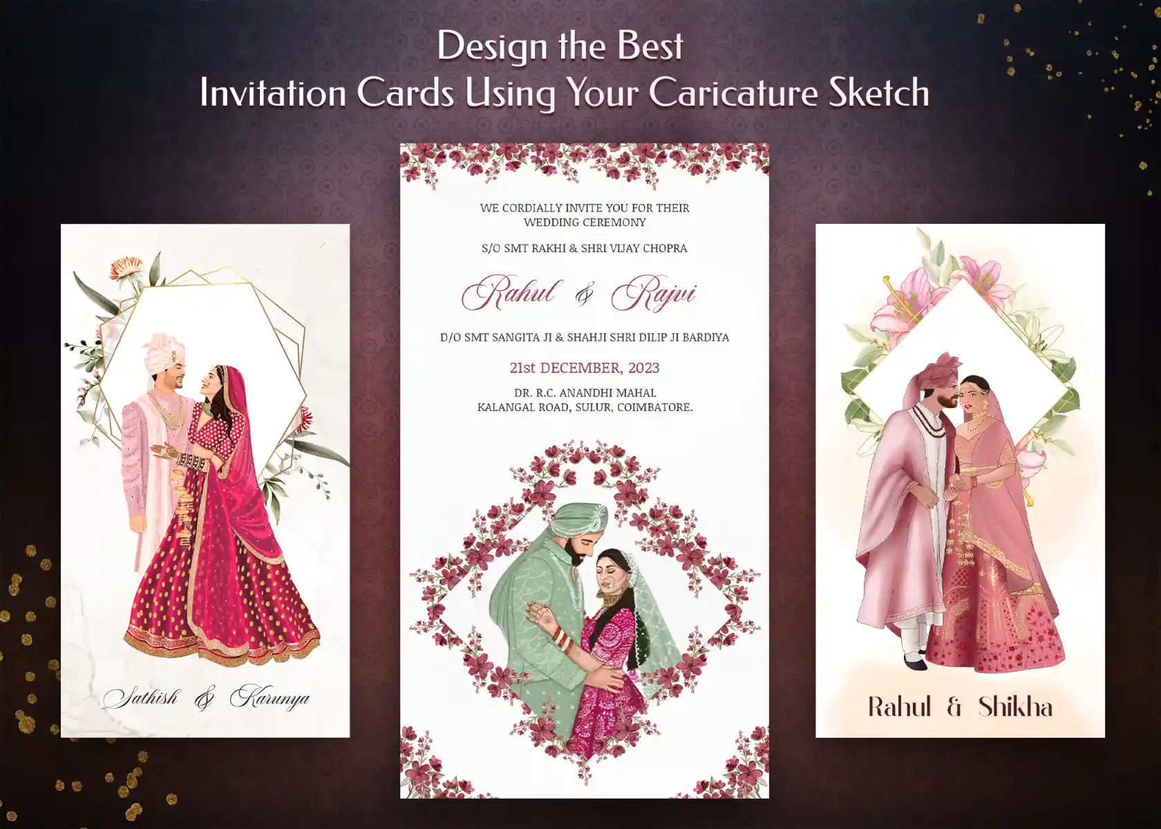 Design Best Invitation Cards Using Your Caricature Sketch