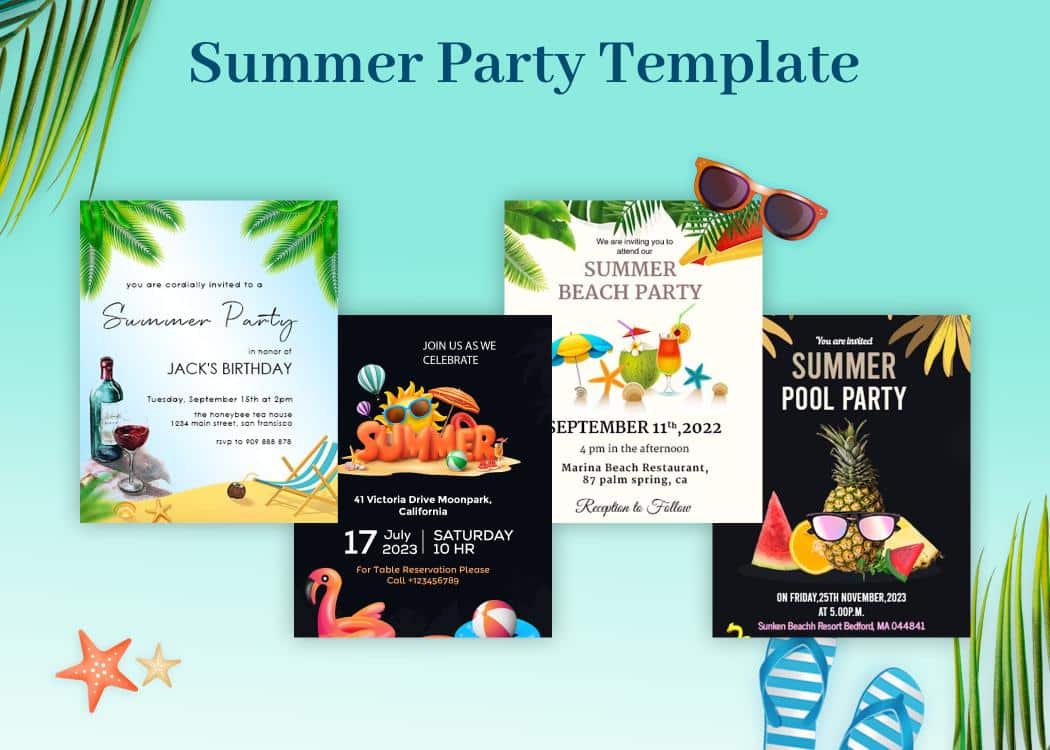 Summer Party Card Template